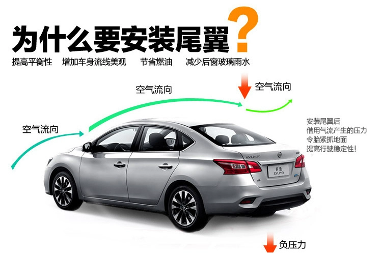 Áp dụng cho 12-16 sylphy xe mới sơn miễn phí bấm cánh đuôi độ đuôi gió xe ô tô