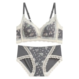 Милый поддерживающий бюстгальтер без косточек, подростковый бюстгальтер, комплект, цветочный принт