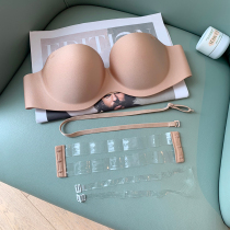 No trace sexy non-slip invisible bra wedding dress underwear hanging neck backless small chest gathered half Cup