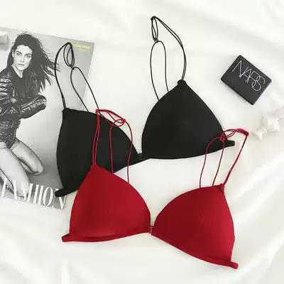 French triangle cup underwear female sense front buckle thin shoulder strap beautiful back cotton comfortable anti-convex thin section without steel rim bra
