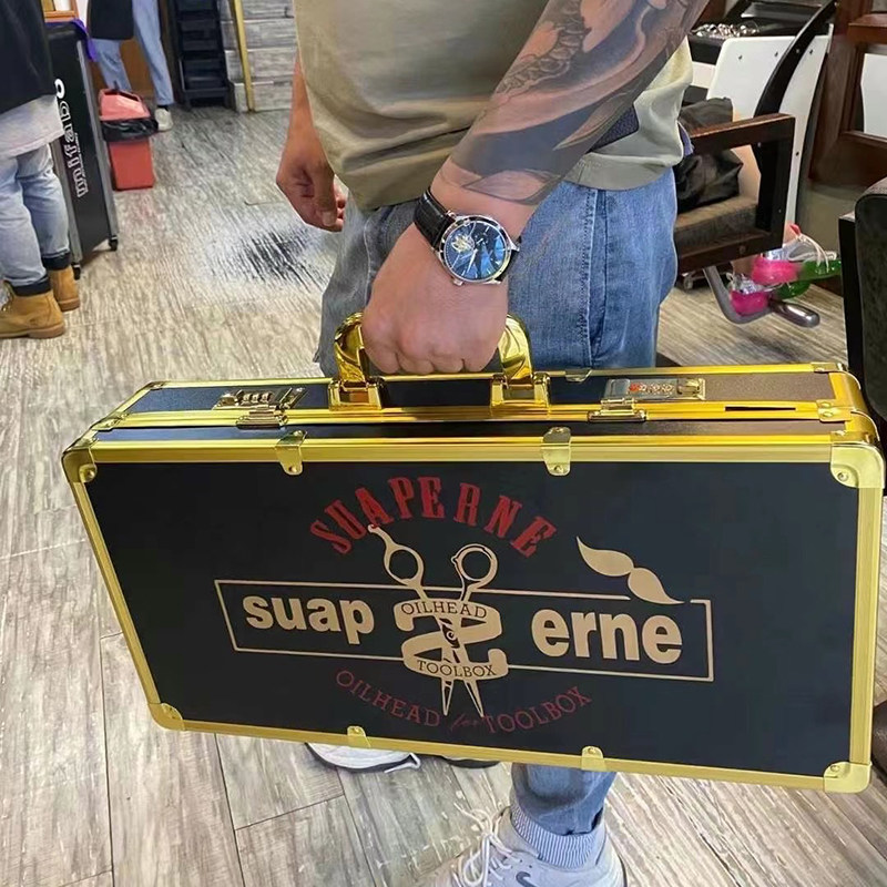 Beauty Hair Kit Wave Shop Hairdresser Hairdresser Hairstylist Special Large Capacity Toolbox Containing Box Coded Lock Suitcases