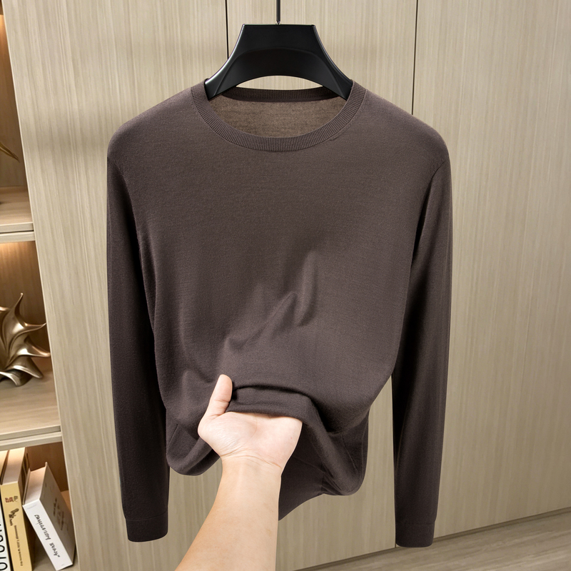 【100% Australian Merino Wool】16-Gauge Ultra-Thin High-Density Fine-Spun Wool Sweater for Men, Crew Neck, Solid Color Sweater 【100% Australian Merino Wool】16-Gauge Ultra-Thin High-Density Fine-Spun Wool Sweater for Men, Crew Neck, Solid Color Sweater