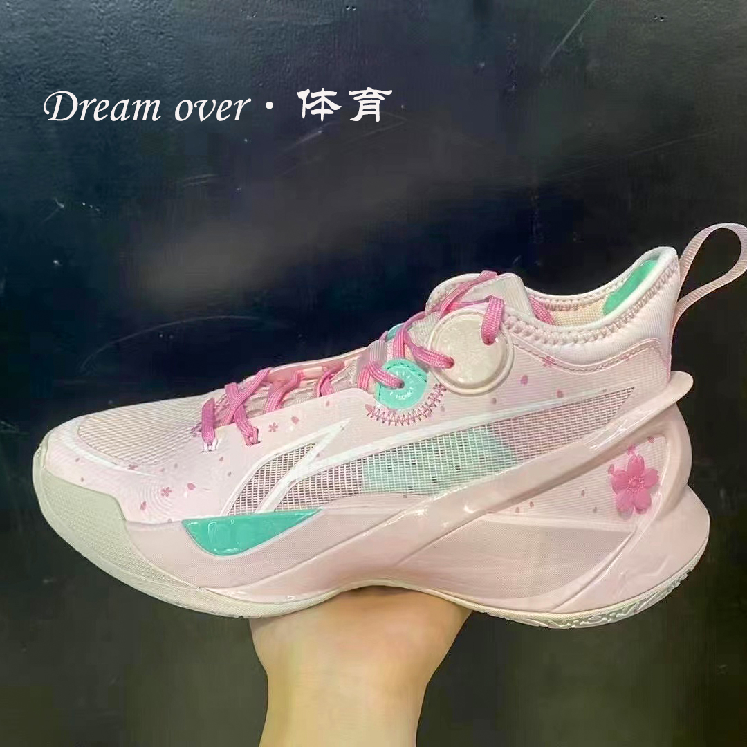 LiNing Li Ning low - gang sound speed 10 cherry blossom new man low - gang pink and white powder shock absorption technology basketball