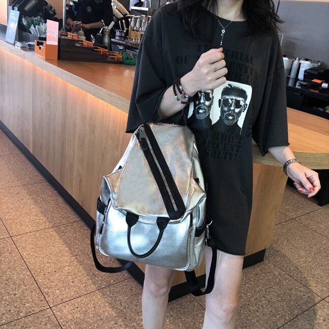 Tide brand leather back backpack female 2022 new fashion travel backpack large capacity soft leather casual shoulder messenger bag