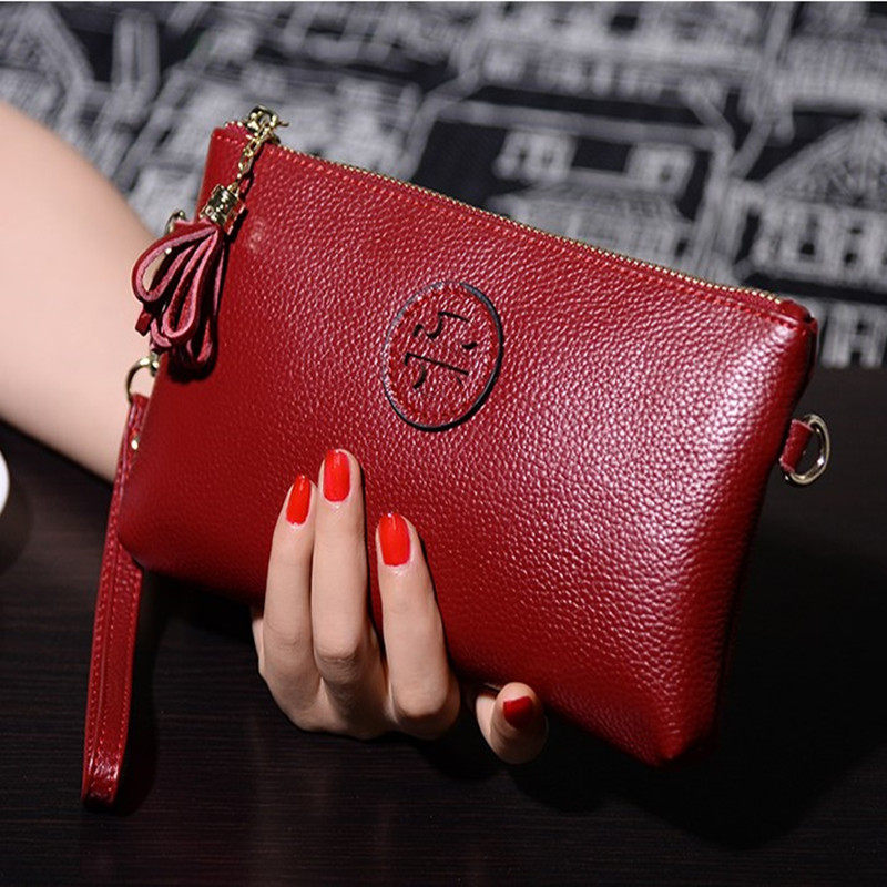 Tide Cards Genuine Leather Hand Grab Bag Women 2022 New 100 Hitch Soft Leather Single Shoulder Diagonal Satchel Fashion Trendy Hand Grip Wallet