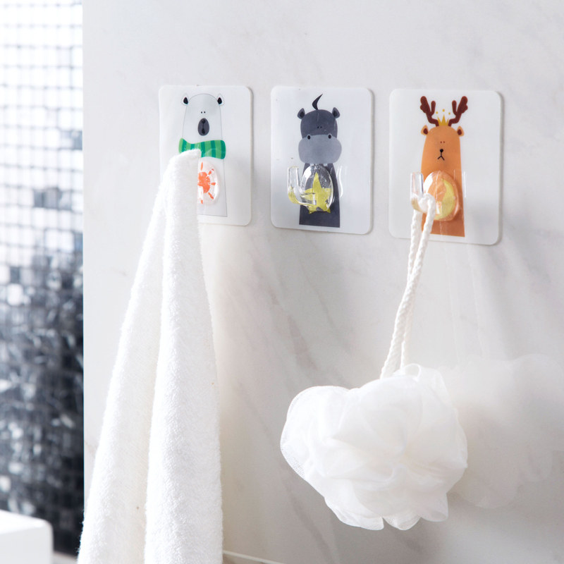 Cartoon animal viscose hook behind door wall with adhesive hook / kitchen wall strong indentation nail bond