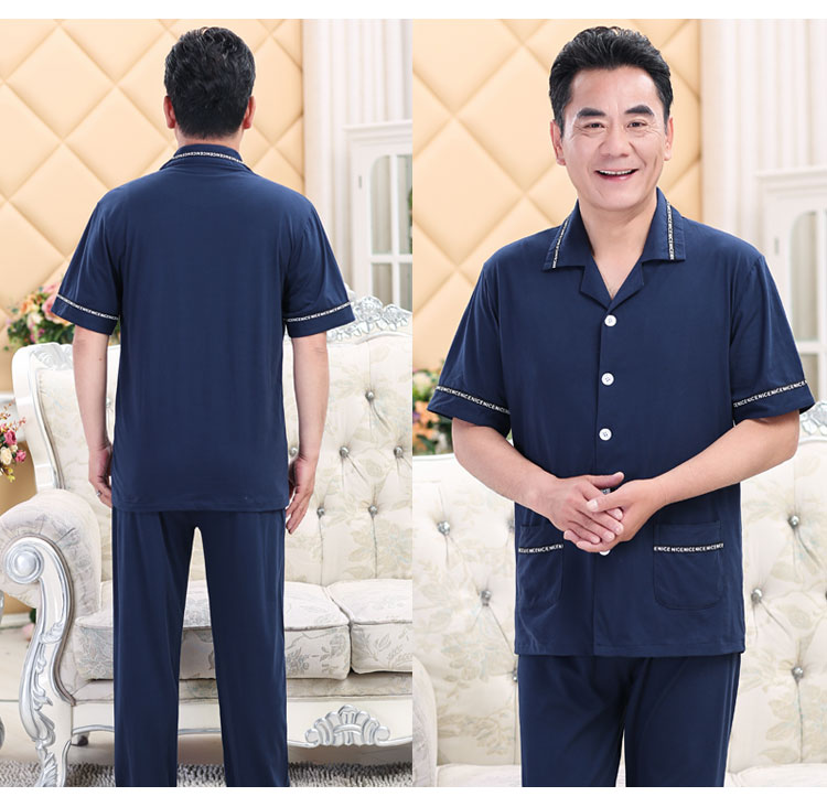 Mùa hè người đàn ông trung niên của bông đồ ngủ cha mỏng nam ngắn tay quần cotton trung niên dịch vụ nhà phù hợp với