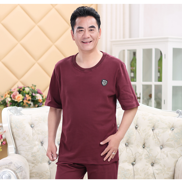 Mùa hè người đàn ông trung niên của bông đồ ngủ cha mỏng nam ngắn tay quần short cotton trung niên dịch vụ nhà phù hợp với