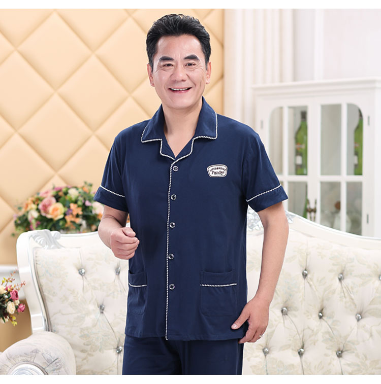 Mùa hè người đàn ông trung niên của bông đồ ngủ cha mỏng nam ngắn tay quần cotton trung niên dịch vụ nhà phù hợp với