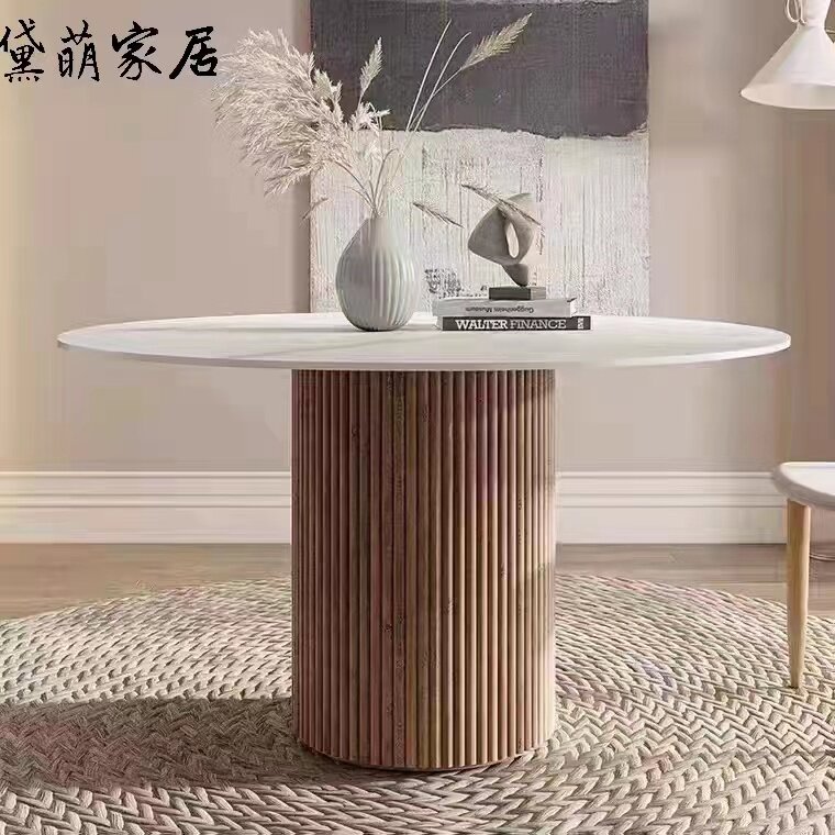 Nordic Designer Dining Table Modern Minimalist Round Table Home small family Dining Table Light Lavish Rockboard Dining Table And Chairs Combination