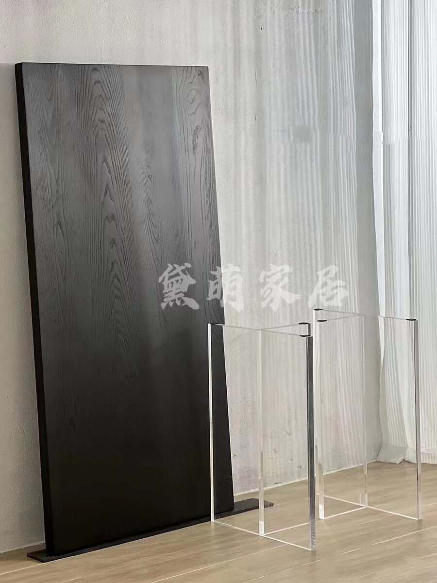 Acrylic Suspended Dining Table Designer Brief Modern Net Red Long Table White Wax Wood Carbonated Black SILENT WIND BENCH