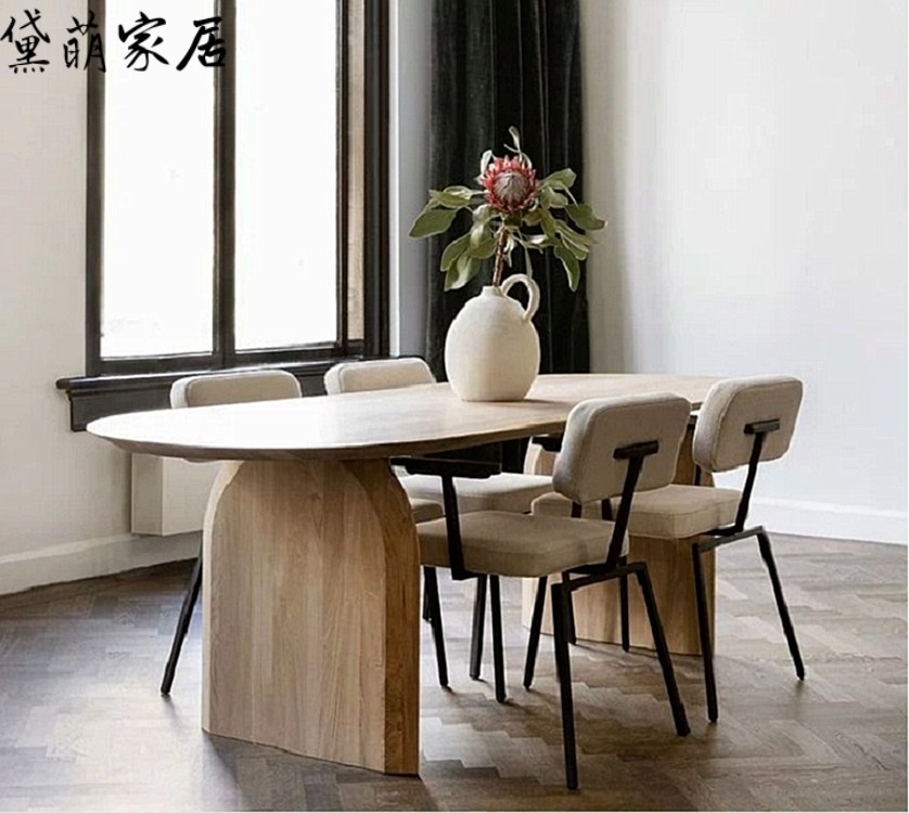 Nordic minimalist modern table solid wood retro rectangular bench personality fashion designer desk long table