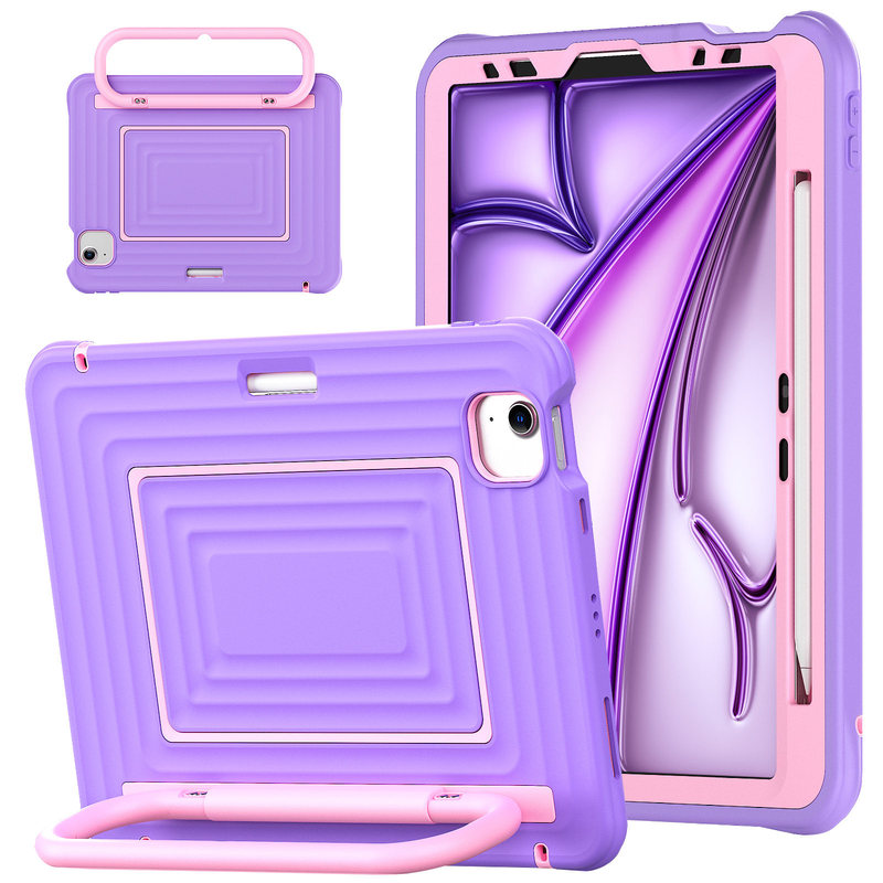 Corrugated Shell Kidsren's Silicone Anti-Fall iPad Air8/7 Protective Case 2026 Model A18 Full-Cover Soft Edge Case Anti-Bending Tablet Pro 11-Inch 12Th Generation Protective Case M4 Shoulder Strap Lanyard Mini7 Stand