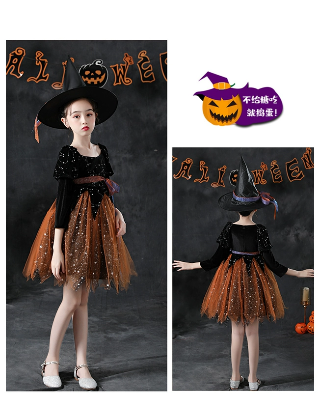 Halloween Trẻ Em Trang Phục Phù Thủy Cosplay Bé Gái Nhập Vai Trang Phục Cô Bé Trang Phục Phù Thủy