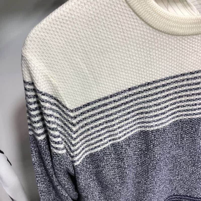 Modillo nam thương hiệu JJ mùa thu và mùa đông với áo len dày sọc ngang thanh niên áo len cổ tròn áo len áo len nam