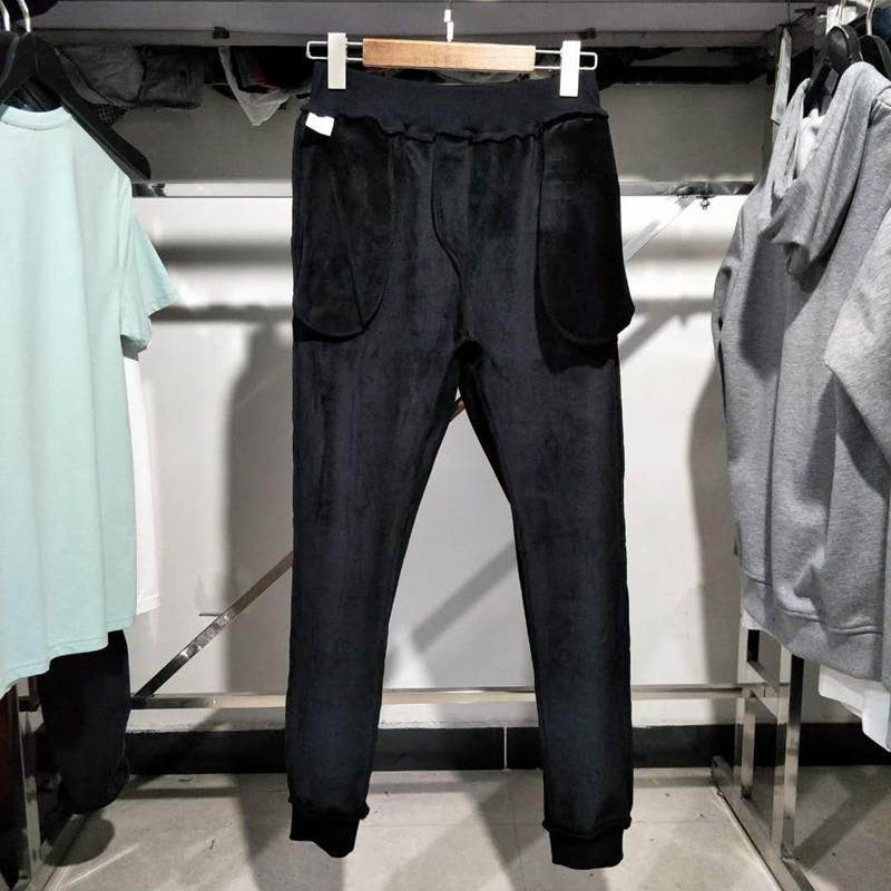Modillo JJ mùa đông thon eo thon và đôi chân nhỏ với nhung nước nhung quần mồ hôi chân quần quần màu xanh đen quần âu nam