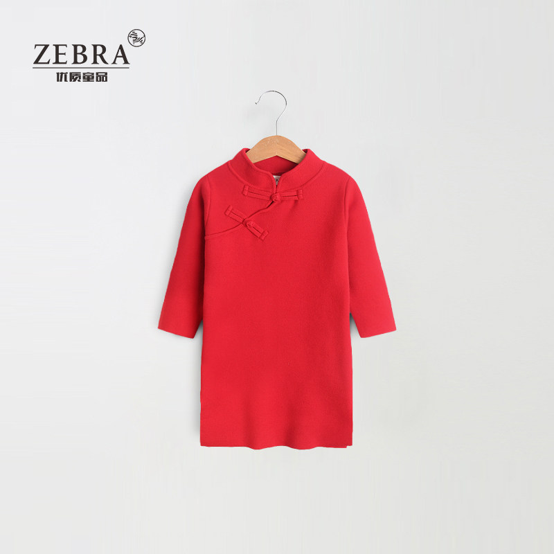 Girl China Wind Red Long Sleeve Qipao Children Chinese Style Tang Clothes Baby Beiyr Clothes Chinese New Year Dress Sweaters
