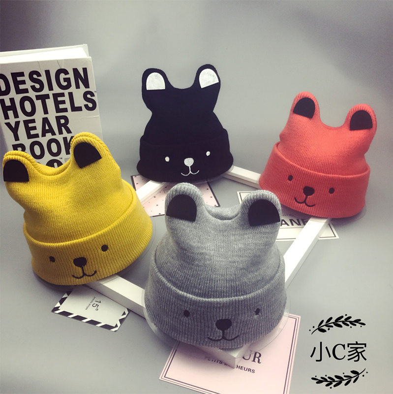 Baby hat Baby girl beanie hat autumn and winter 3-6-12 months thickened warm knitted pull-overs newborn fetal hat