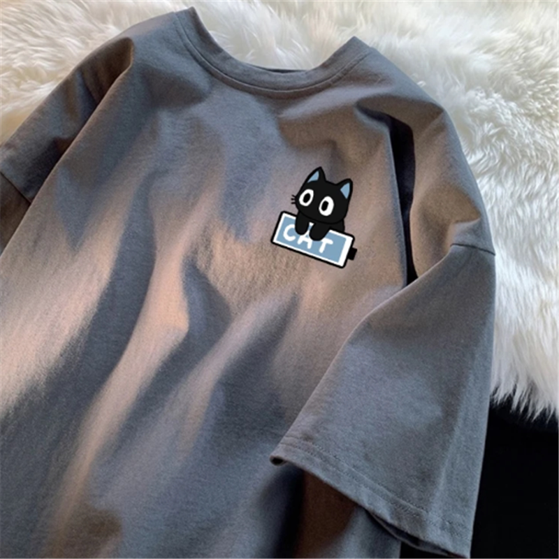 Overseas Orders, Export Surplus, Clearance Sale~ Cute Cat Trendy Brand Heavyweight Pure Cotton Short-Sleeve T-Shirt for Men and Women Overseas Orders, Export Surplus, Clearance Sale~ Cute Cat Trendy Brand Heavyweight Pure Cotton Short-Sleeve T-Shirt for Men and Women