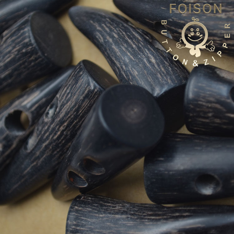 50mm天然牛角ボタン（レザー付き）、高品質冬用コート／オーバーコート用ボタン