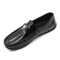 Leather Mens Shoes 2021 Spring and Autumn Fashion Bright Leather Metal Buckle Bean Shoes Mens Breathable Casual Shoes Mens Fashion Leather Shoes