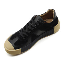 Mens shoes spring and autumn 2021 fashion wild leather board shoes trend lace-up casual shoes mens flat shoes stitching cowhide shoes