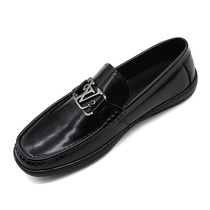 2021 spring and autumn trendy shoes mens thick soled casual leather shoes leather Joker Bean shoes a pedal mens shoes