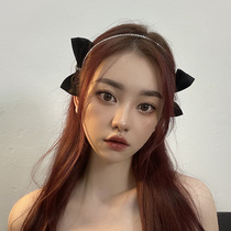 South Korea black double side bow rhinestone hair hoop female temperament Net red sweet head hoop go out wild hair accessories tide