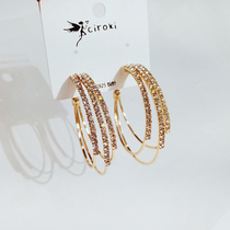 New Chaos Han version Temperament Personality Net Red and American 100 lap ear rings S925 silver needle earrings Circle With Earrings