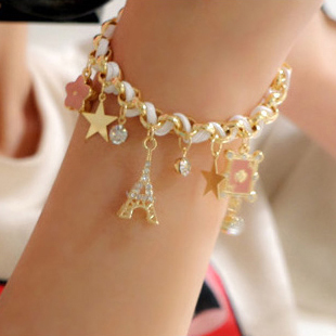 Phụ kiện phiên bản Nhật Bản và Hàn Quốc Pearl Bow Hand Đính cườm Cặp đôi Vòng đeo tay Nghĩa trang Nghĩa trang gian hàng 2 Yuan Shop Bracelet vòng tay handmade