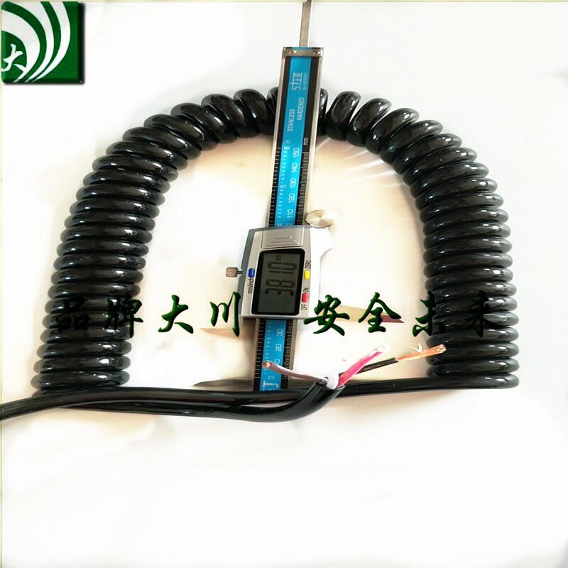 Spiral power cord 4 Core spring line 4 Core 1 1 5 0 75 flat PU bright surface spring line 7 5 mm Straight