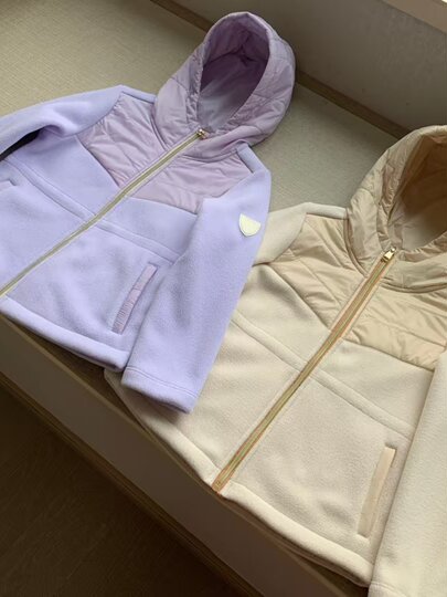 Children - Early Spring New Product, Girls' Waist-Adjustable Double-Sided Fleece Hooded Zip-Up Windproof and Warm Jacket