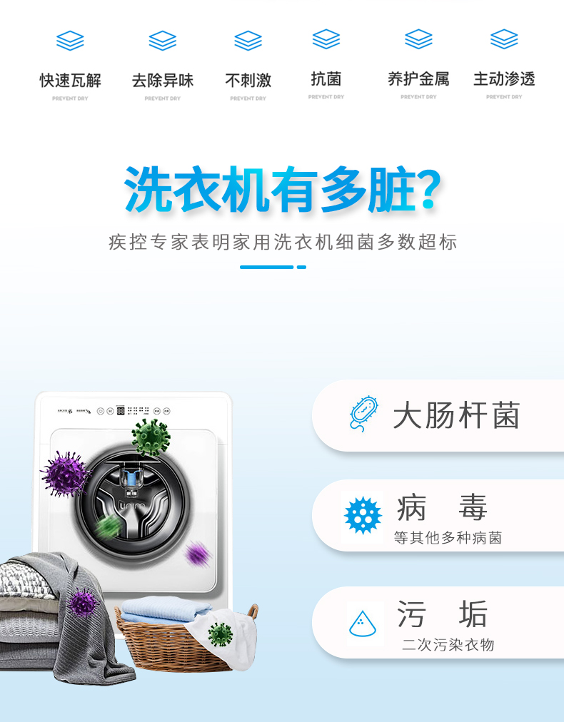 viên vệ sinh lồng giặt Weilushi máy giặt bể chứa chất tẩy rửa tự động bên trong xi lanh trống tẩy cặn để loại bỏ các vết bẩn cứng đầu đến mốc - Trang chủ nước tẩy trắng sàn nhà
