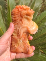 Ning Qiang Coral Jade Dragon Small Sculpted Piece Pendulum Pieces Red yellow and white Three-color strawberry vein fine grain tea darling collection of fine and refined stone