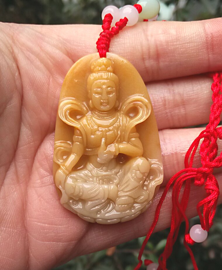 Ningqiang Coral Jade Fossil Chicken Oil Yellow Red Guanyin Pendant Fine Line Fingerprint Ripple Necklace Pendant (2W