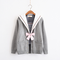  Autumn JK uniform with jacket cardigan wild gray spring long-sleeved sweater top sweater short girls