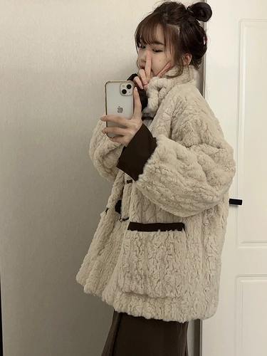 2025 Новый зимний экологически чистый кролик кроличье меховое покрытие Женское густое толстое меховое хлопковое покрытие