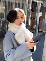 2021 Winter new Korean version of rabbit fur scarf woman student Thyme Thickened warm fashion Mao plush surrounding neck male