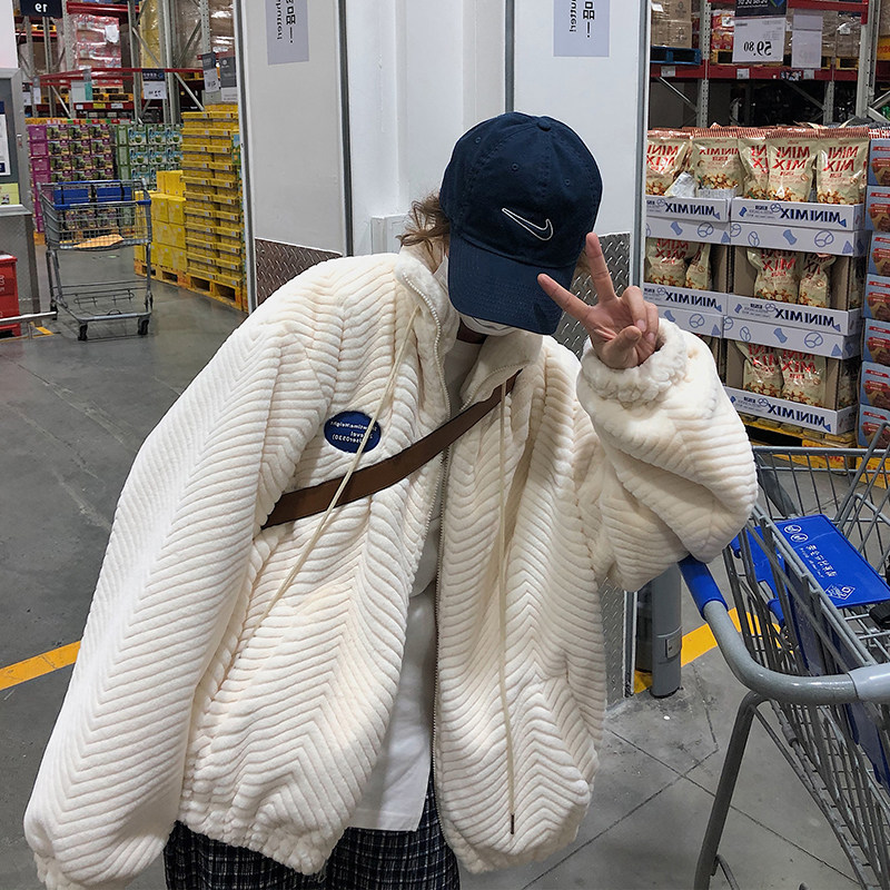 2022 Autumn Winter New Imitation Rabbit Fur Fur Grass Jacket Woman Loose Thickened Baseball Suit Warm Mink Suede Jacket Big Coat Tide