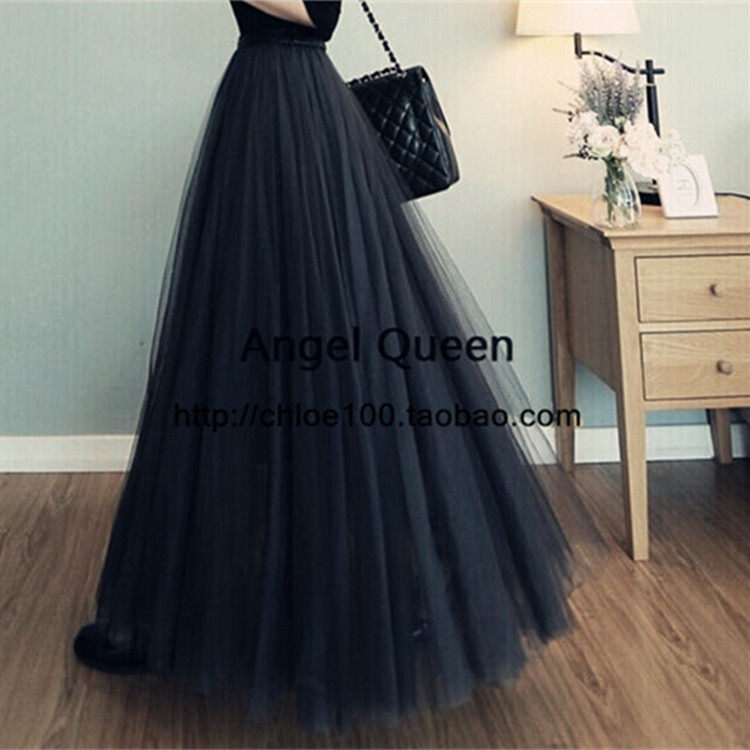 2020 spring and summer new Korean version of the yarn skirt skirt women's high waist in the long version of the a-line skirt wild mesh tutu tide