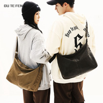 ins unique style retro motorcycle shoulder bag mens waterproof messenger bag fashionable bag mens large capacity crossbody bag womens bag