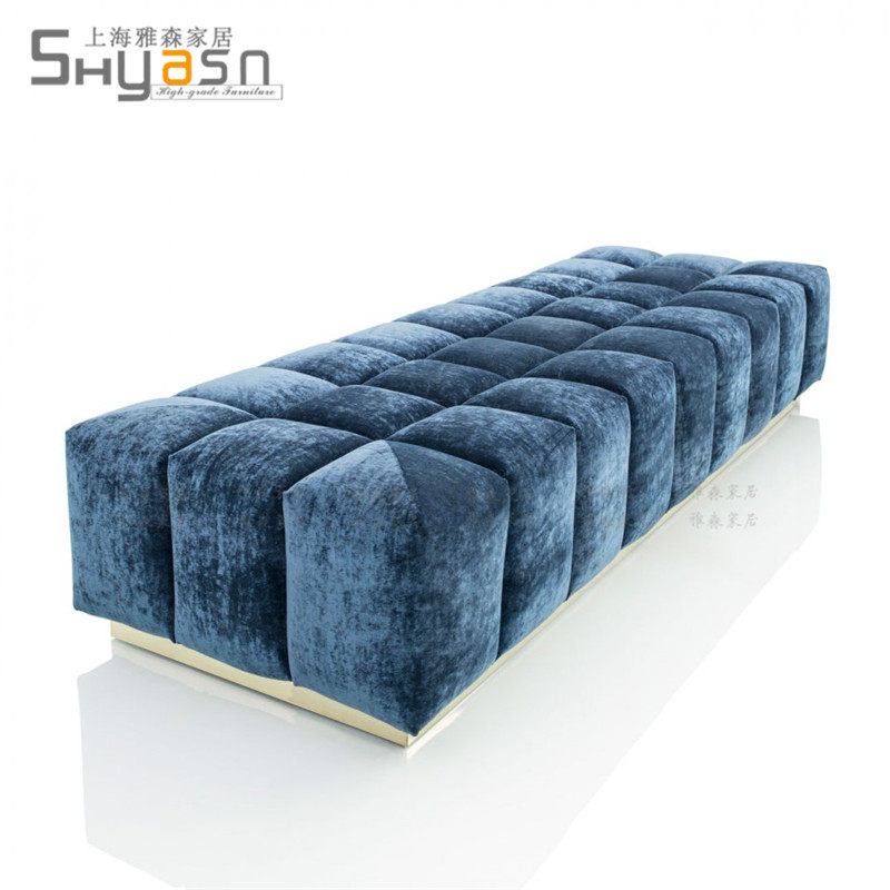 American fashion light and luxurious metal Xuan door cloth art changing shoes stool living-room sofa strip seated stool bedroom bedstool 