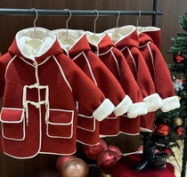 Girls woolen coat winter wear 2024 new childrens woolen coat baby red New Years wear New Years wear