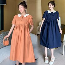 Summer Internet celebrity maternity dress baby face dress mid-length fashion trendy mother loose belly-covering A-version top skirt
