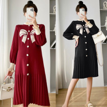 Winter maternity wear new thickened sweater sweater suit for small people fashionable mom winter plus size dress