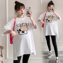 Summer gestational woman fit 70% short sleeve T-shirt blouses in the middle of a long gestation Fat MM Fashion Chauma casual dress