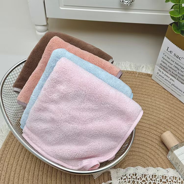 Anmeila Cloud Square Towel Coral Fleece Soft Absorbent Non-Shedding Baby Face Wash Handkerchief Unisex Hand Towel