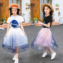 Girls foreign style dress summer 2019 new little girl Summer princess skirt children Net red two-piece dress