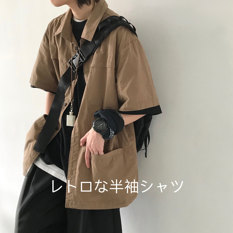 2026 Summer New Japanese-Style Improved Retro Work Shirt for Men, Loose Short-Sleeved Casual Shirt Jacket Trendy