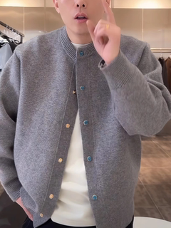 Simple solid color hot sweater cardigan jacket men and women fashion versatile high-end